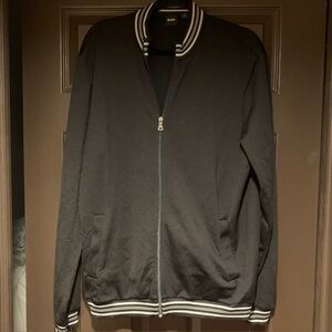 Boss Mens Black Jacket with knit trim Poly blend M